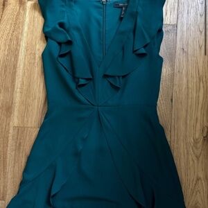 BCBGMAXAZRIA Tyrah Ruffled Mini Dress Size 4, Green
